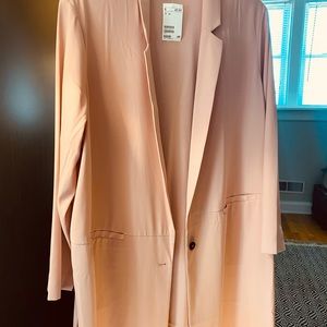 H&M blush longline mid calf blazer/duster-NWT